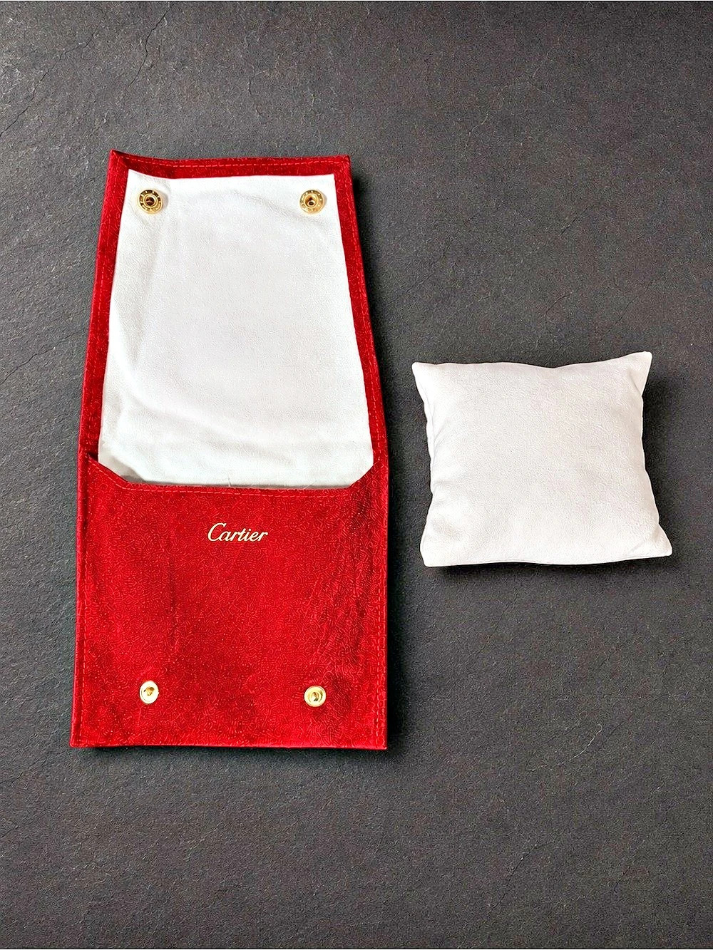 Cartier Watch or Jewlery Travel Pouch with Cushion Red & White
